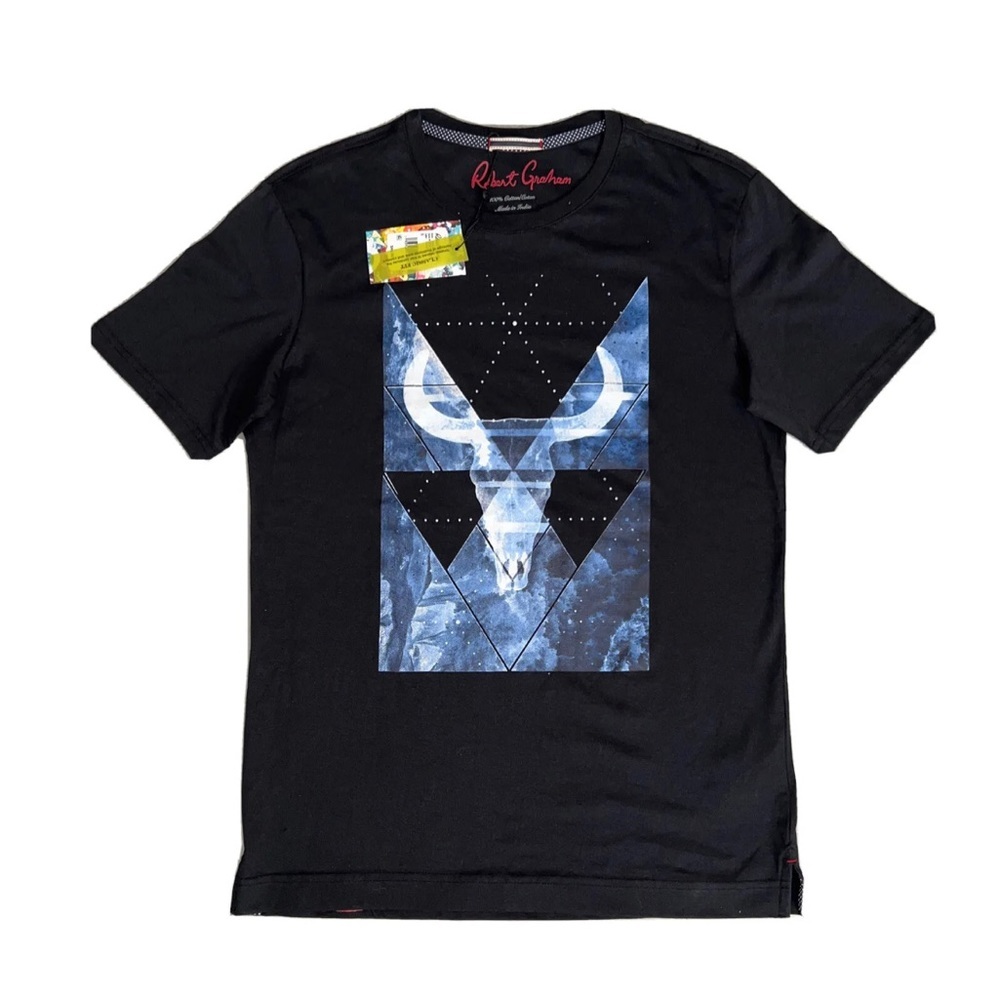 NWT Robert Graham Bullhead Graphic T-Shirt Men's Small S Black
